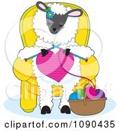 Poster, Art Print Of Cute Knitting A Heart And Sitting In A Chair