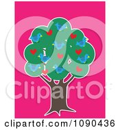 Clipart Tree With Blue Birds Hearts And Thick Foliage Royalty Free Vector Illustration