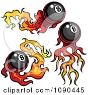 Clipart Three Flaming Billiards Pool Eight Balls Royalty Free Vector Illustration by Chromaco