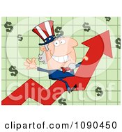 Poster, Art Print Of Waving Uncle Sam Riding A Growth Arrow