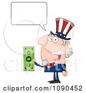 Talking Uncle Sam Holding Tax Dollars