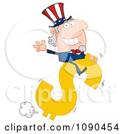 Poster, Art Print Of Uncle Sam Riding A Dollar Symbol