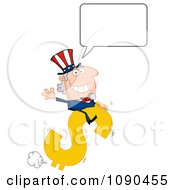 Poster, Art Print Of Talking Uncle Sam Riding A Dollar Symbol