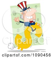 Waving Uncle Sam Riding A Dollar Symbol