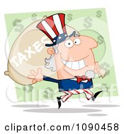 Poster, Art Print Of Uncle Sam Carrying A Taxes Bag