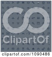 Poster, Art Print Of 100 Embossed Blue Internet Or Web Browser Icons