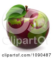 Poster, Art Print Of 3d Red Apple Globe With Green Continents