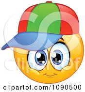 Poster, Art Print Of Boy Emoticon Face With A Colorful Hat