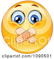 Poster, Art Print Of Silenced Emoticon Face With Bandages Over His Mouth