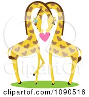 Clipart Giraffe Pair Nestled Together And Holding A Heart Royalty Free Vector Illustration