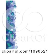Poster, Art Print Of Left Border Of Blue And Green Watercolor Blotting With White Copyspace