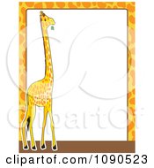 Poster, Art Print Of Giraffe Print And Animal Frame Border With White Copyspace