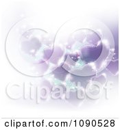 Poster, Art Print Of Background Of Purple Hearts With Bright Sparkles On White