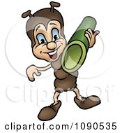 Clipart Ant Carrying A Plant Stem Royalty Free Vector Illustration