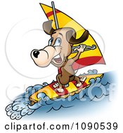 Poster, Art Print Of Brown Dog Windsurfing