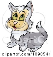 Clipart Smiling Gray Cat Royalty Free Vector Illustration