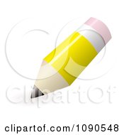 Poster, Art Print Of 3d Yellow School Pencil With An Eraser Tip And Shadow