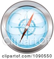 Clipart 3d Blue And Chrome Compass Royalty Free Vector Illustration