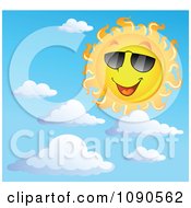Poster, Art Print Of Happy Summer Sun With Shades And Clouds