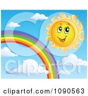 Poster, Art Print Of Happy Summer Sun By A Rainbow In The Sky