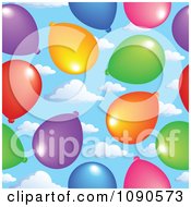 Poster, Art Print Of Seamless Colorful Party Balloon And Sky Background