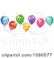 Poster, Art Print Of Colorful Floating Party Balloons Smiling