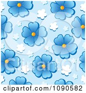 Poster, Art Print Of Seamless Blue Daisy Background