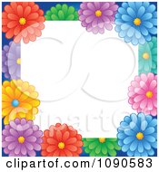 Poster, Art Print Of Frame Of Colorful Daisy Flowers With White Copyspace
