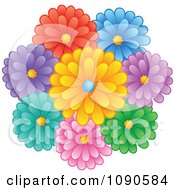 Clipart Bunch Of Colorful Daisy Flowers Royalty Free Vector Illustration by visekart
