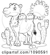 Poster, Art Print Of Coloring Page Outline Of A Wild Desert Camel