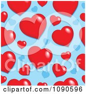 Poster, Art Print Of Seamless Red And Blue Heart Pattern