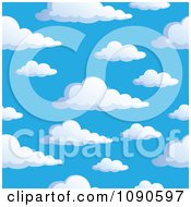 Seamless Colorful Puffy Cloud And Blue Sky Background