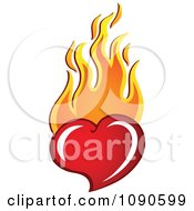 Red Heart With Orange Flames
