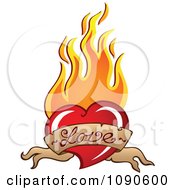 Love Banner Red Heart With Orange Flames