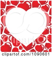 Poster, Art Print Of White Heart Over A Red Pattern Background