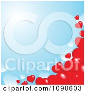 Poster, Art Print Of Red Heart Border Over Blue Copyspace