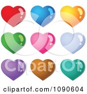 Poster, Art Print Of Nine Colorful Shiny Hearts