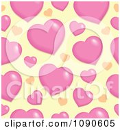 Poster, Art Print Of Seamless Pink And Yellow Heart Background