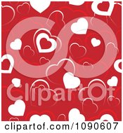 Poster, Art Print Of Seamless Red And White Heart Background