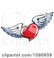 Poster, Art Print Of Red Heart With White Wings