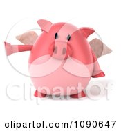 Clipart 3d Pookie Pig Angel Pointing To The Left Royalty Free CGI Illustration by Julos