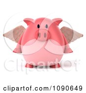 Clipart 3d Pookie Pig Angel Facing Front Royalty Free CGI Illustration