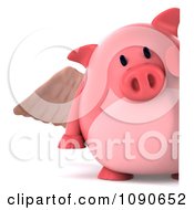 Clipart 3d Pookie Pig Angel With A Sign 2 Royalty Free CGI Illustration by Julos