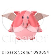 Clipart 3d Pookie Pig Angel Flying 1 Royalty Free CGI Illustration