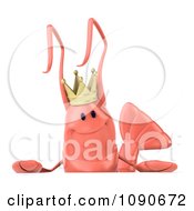 Clipart 3d King Shrimp Holding A Sign Royalty Free CGI Illustration by Julos