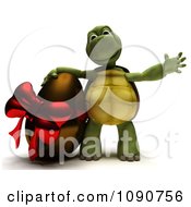 Poster, Art Print Of 3d Tortoise With A Chocolate Easter Egg