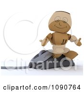 Poster, Art Print Of 3d Cardboard Box Man Sitting On A Computer Mouse