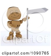 Poster, Art Print Of 3d Cardboard Box Man With A Street Sign