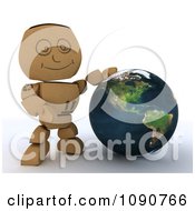 Poster, Art Print Of 3d Cardboard Box Man Presenting A Globe