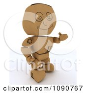 Poster, Art Print Of 3d Cardboard Box Man Holding A Thumb Up